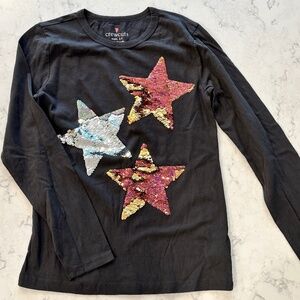J Crew Crewcuts flip sequin shirt long sleeve gray gold pink girls size 14 Dance